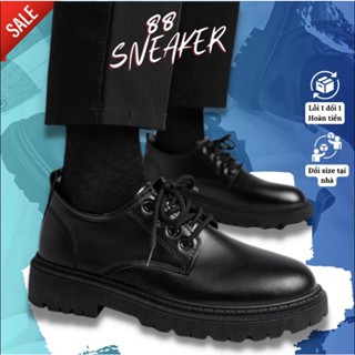 Giày tây nam Chunky Derby cổ thấp kiểu công sở đế 4,5cm tăng chiều cao, đế khâu chắc chắn