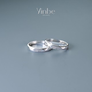 Nhẫn Bạc Đôi Bonnie Yinbe Silver, Nhẫn Bạc s925 Thiết Kế Bản Rộng 3mm Mặt Hình Thoi, Nhẫn Khắc Chữ Theo Yêu Cầu MYCR05