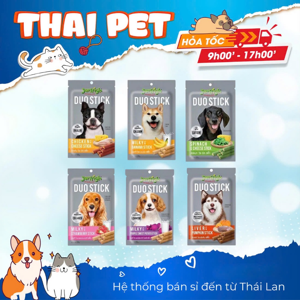 [5 GÓI] Que Gặm Duo Stick Den - Stick 50g JERHIGH