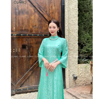 Áo dài cách tân dáng suông chất liệu gấm Thượng Hải cao cấp