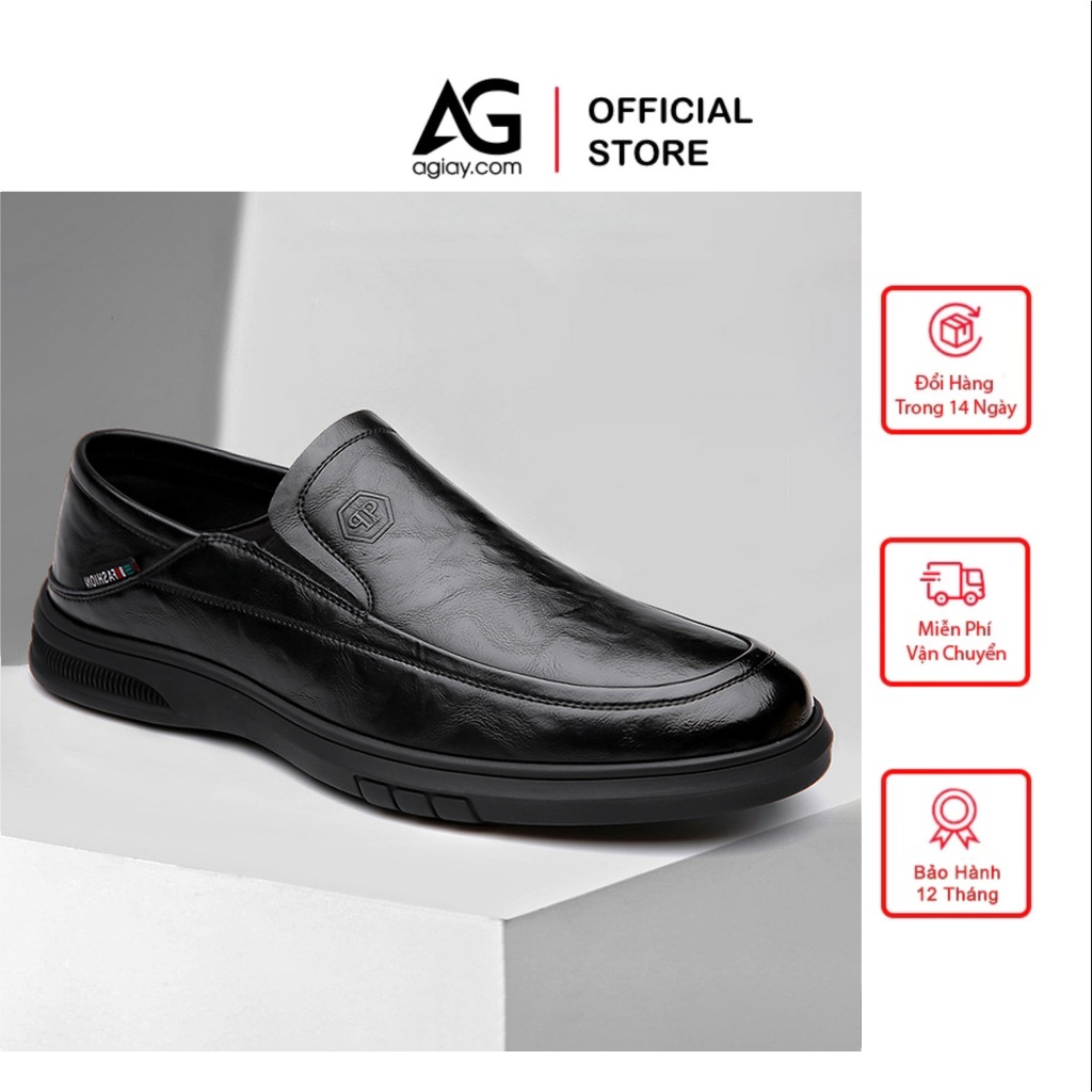 Giày Lười Da Nam AG0366, Mẫu Giày Mọi Da Nam Cao Cấp Đế Cao Su Êm Ái, Chống Trơn Trượt Dễ Phối Đồ