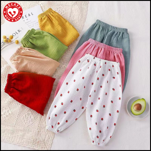 Quần dài bo chun Xô Muslin mềm mịn, Quần chống muỗi xô muslin cho bé trai bé gái 5-17kg