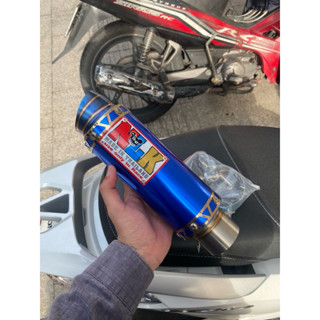  Lon Pô NLK Mỏ Cụp Ngắn Sẵn Có 5 Màu   Xanh  Bạc Đen Đỏ Vàng - Phi 51mm Nỉ Drag Kèm Pass Treo Pô 