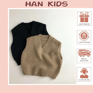  Áo gile len cổ V basic cho bé trai bé gái 