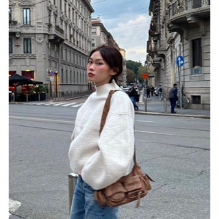 (HÀNG SẴN) Áo Sweater Dạ Ép Lông Cừu Màu Kem (Ảnh sàn ảnh thật Shop chụp)