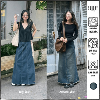  Chân Váy Jean Dài Chữ A Tua Gấu Siêu Tôn Dáng - Sunday Clothing CV022 