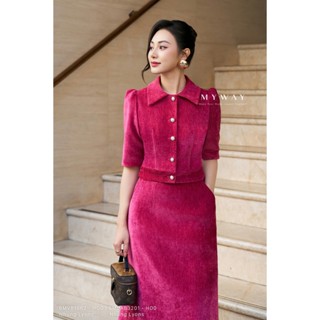  Sét Áo Vest Chân Váy Chữ A Nữ MY WAY Nhung Lyons Tay Lỡ Cổ Đức Bo Eo Sang Trọng 6MVB1562W  - 6MCAB3201W - HO0 