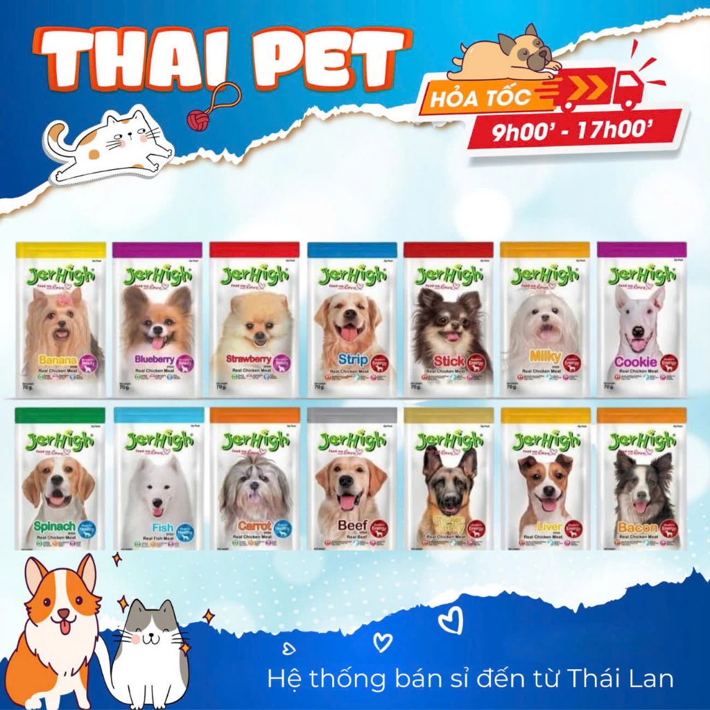 [5 GÓI] Snack JER HIGH 50-70g Thức ăn cho thú cưng date 2026-2027