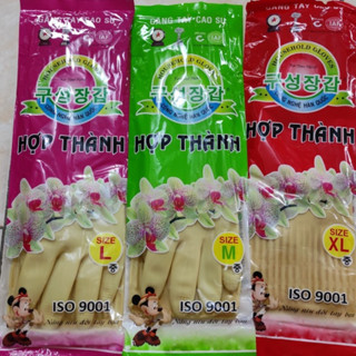 Bịch 10 đôi Găng tay cao su Hợp Thành đủ size S-M-L, găng tay rửa bát rửa chén, găng tay vệ sinh