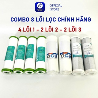 Combo 8 lõi lọc nước 123 CHÍNH HÃNG - Gồm 4 lõi số 1, 2 lõi số 2, 2 lõi số 3