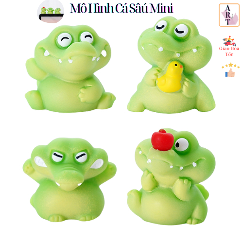 Mô Hình Cá Sấu Xanh Mini Trang Trí Decord