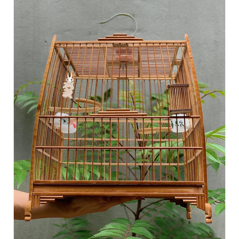 Lồng chim chào tự ráp Khung lồng chào mào báng súng trúc, tre già xử lý rộng 37cm cột thẳng nóc chữ H Bền Đẹp