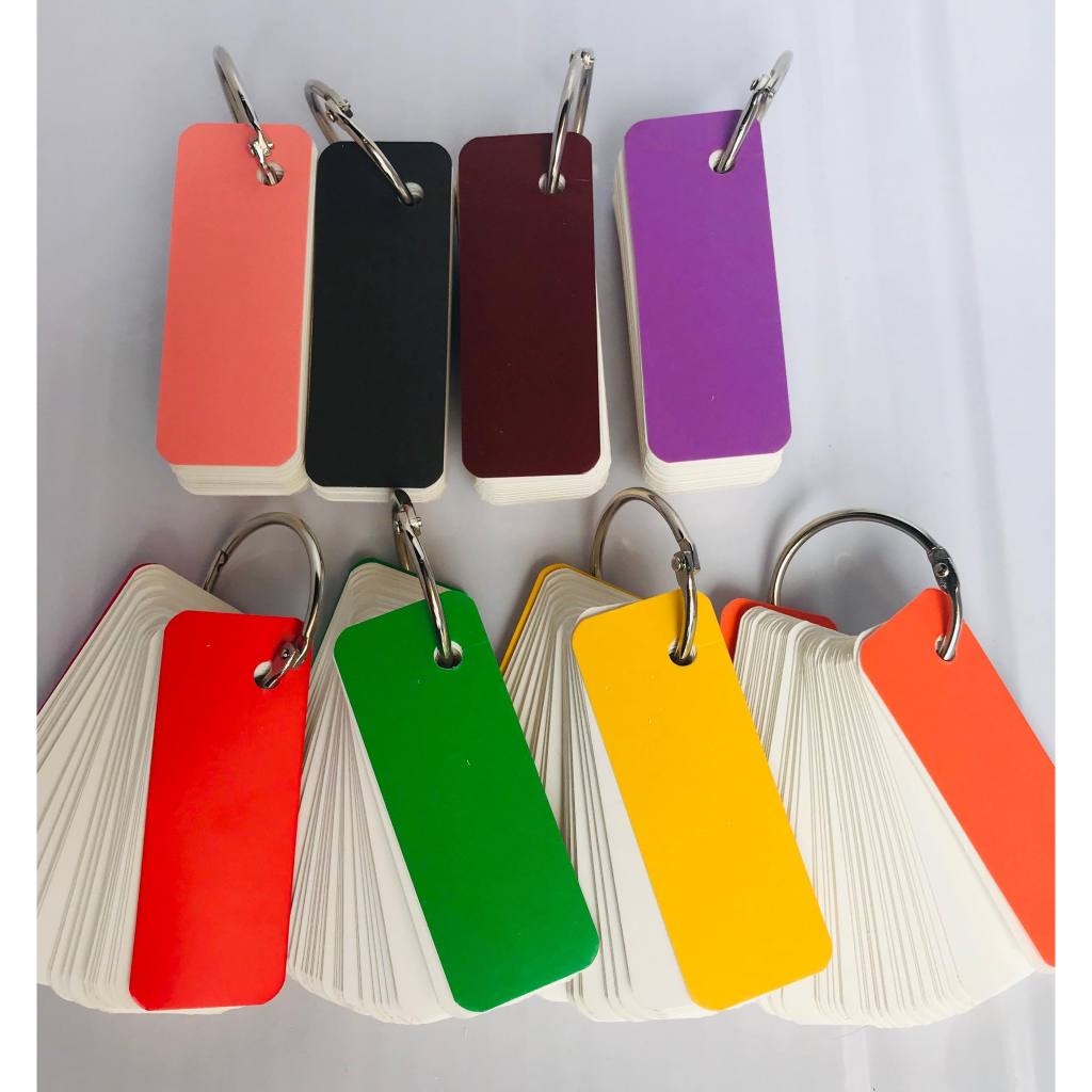 Flashcard RẺ VÔ ĐỊCH 1000 thẻ flashcard trắng học từ vựng Anh Nhật Hàn bo góc kèm khoen 3x8cm