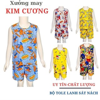 Đồ bộ tole lanh bé trai sát nách mặc nhà thoáng mát Kim Cuong SN1