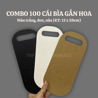 COMBO 100 CÁI BÌA GẮN HOA MÀU TRẮNG, ĐEN