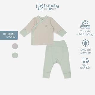 Bộ dài tay cài chéo sơ sinh sợi tre BU Bambus BBB1108FF | Quần áo BU Baby chính hãng