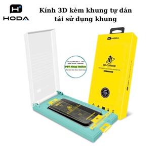 Kính cường lực Hoda 3D kèm khung dán cho IPhone 17 Pro Max , 16 Pro , 15 Pro Max tự lấy bụi , chống bụi màng loa