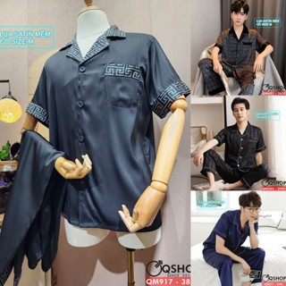 Tổng hợp đồ ngủ pijama nam tay ngắn quần dài lụa satin form có size M QSHOP