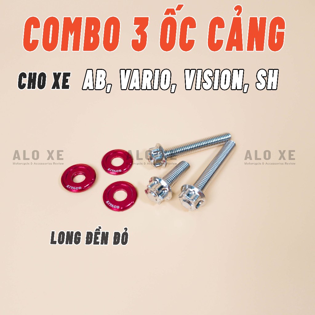 Combo 3 Ốc Cảng Xe Salaya Inox 304 8li gắn cho Stylo 160, AB, Vision, SHi, Vario/Click mẫu Thái và Bông chuẩn đẹp
