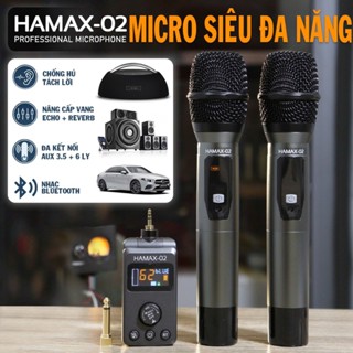  Micro Hamax 02 Siêu Đa Năng Không Dây – Micro Cao Cấp Kết Nối Mọi Loa Hãng Xe Hơi có cổng aux 3.5 chỉnh vang echo reverb 