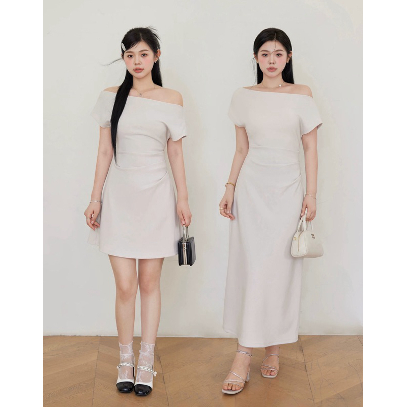 Váy thiết kế BIGSIZE 2 lớp,  lệch vai dáng A, đầm dự tiệc tiểu thư thanh lịch nhiều màu | BigBuy360 - bigbuy360.vn