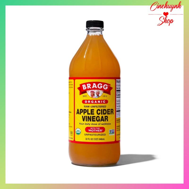 Giấm Táo hữu cơ braggs Mỹ chai 473ml