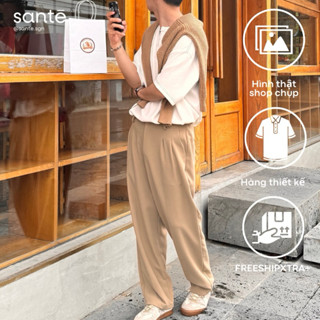 Quần vải nam ống suông - vải quần tây xếp ly form rộng cạp thường  - ARIS PANTS by SANTÉ STUDIO
