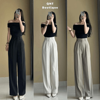  Quần tây ống rộng nữ lưng cạp cao Quần âu vải Gold Hàn mềm 1 cúc ống suông xếp ly M41-QNT 