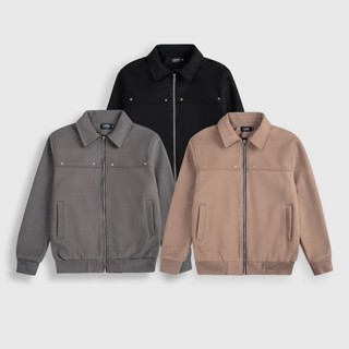  Áo khoác nam TOPGU Dạ Bo Chun khóa kéo cổ Bẻ  chất liệu Dạ ép cao cấp Jacket 