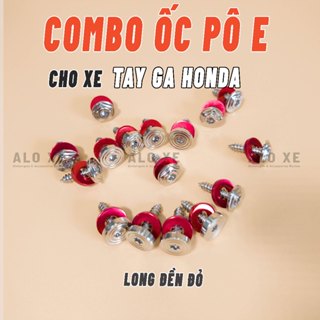 Combo ốc salaya Inox 304 5li xoắn kèm LONG ĐỀN ĐỎ gắn Pô e - Lọc gió xe tay ga ( Mẫu sao và V2 Thái) Phụ Kiện, Phụ tùng