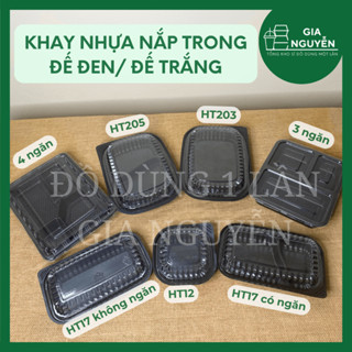 Hộp Nhựa Đế Đen HT12, HT17, HT203, HT25 Dùng Đựng Đồ Ăn, Cơm Văn Phòng, Xôi, Bánh Ngọt,...
