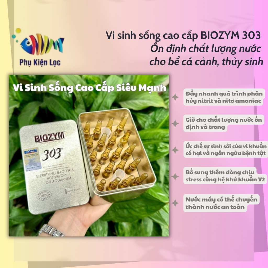 Vi sinh sống cao cấp BIOZYM 303 Ổn định chất lượng nước cho bể cá cảnh, thủy sinh