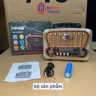 Đài Radio Nhật Bản Bluetooth NS8109BT FM-AM-SW Cổ Điển, Loa Thẻ Nghe Nhạc Pin Sạc - H2Pro Tech