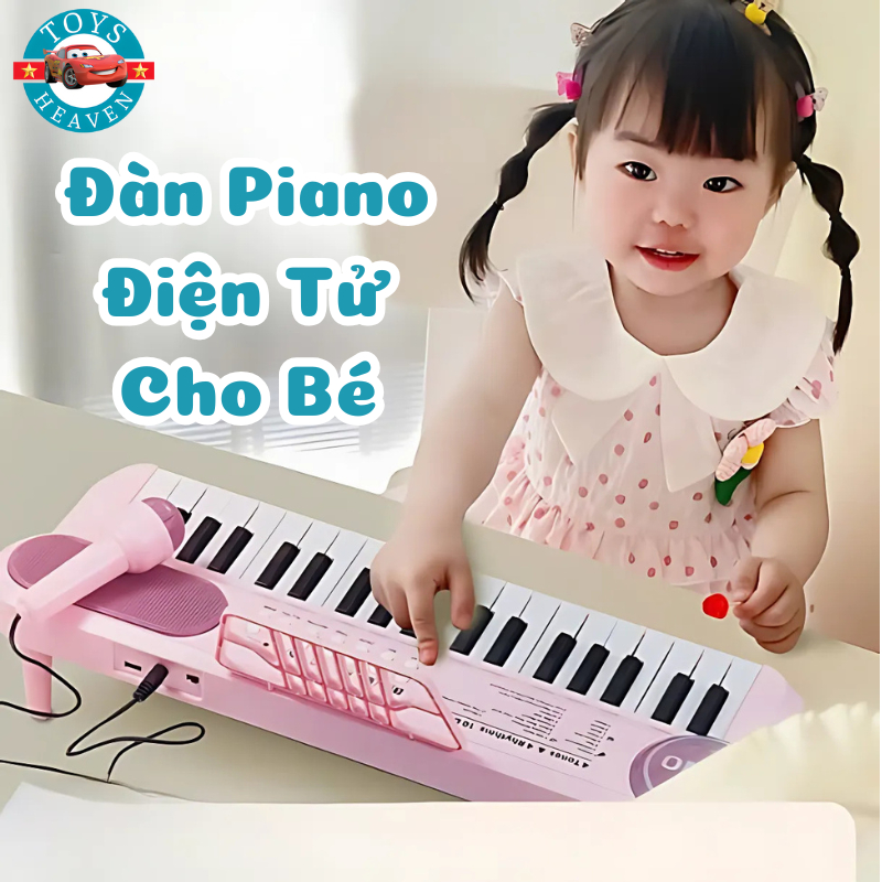 Đồ Chơi Đàn Piano Điện Tử Cho Bé Kèm Mic Hát Vui Nhộn Tổng Hợp Nhiều Bài hát, Giai Điệu Chất Liệu Ca