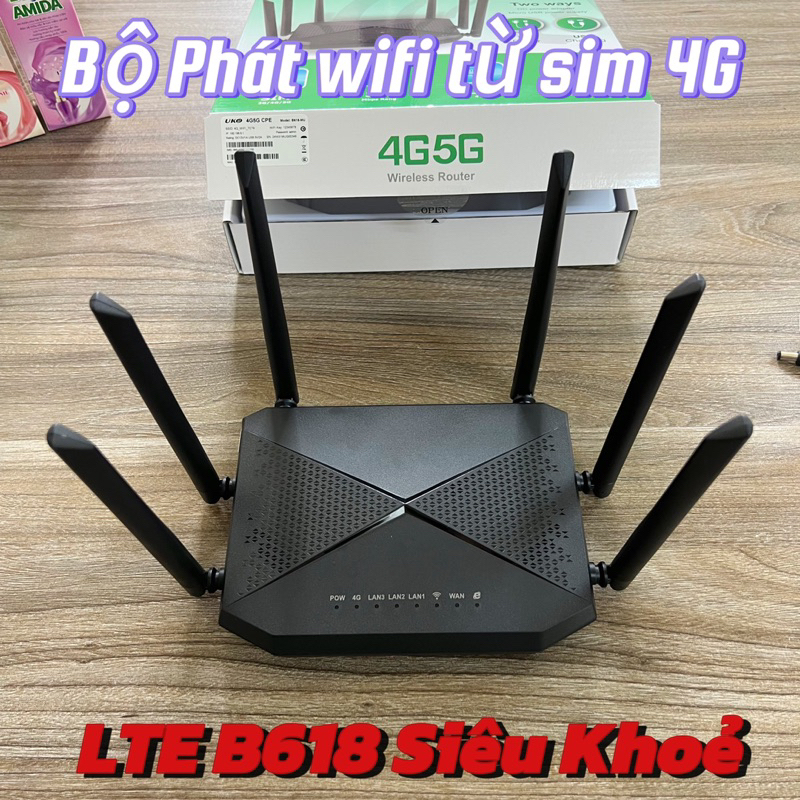Bộ phát wifi từ sim 4g LTE B618 siêu khoẻ 6 ăng ten, dùng được tất cả các sim nhà mạng