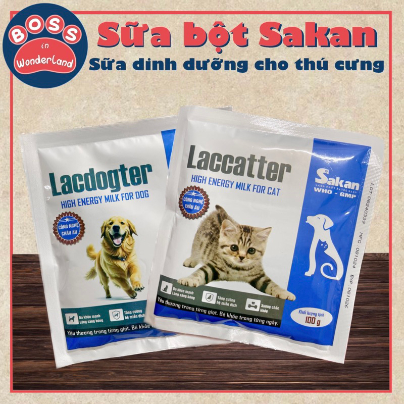 Sữa bột Sakan dinh dưỡng cao cho chó mèo gói 100G