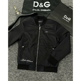 Áo Khoác Bomber DG Chữ Thêu, Áo Khoác Gió Dolce Gabbana Nam Nữ 2 Lớp Cho Mùa Đông Không Lạnh