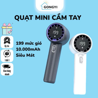 Quạt Mini Cầm Tay Siêu Mát GongYi GF02 Màn Hình Kỹ Thuật Số Động Cơ Không Chổi Than Pin Dung Lượng Lớn Nhỏ Gọn