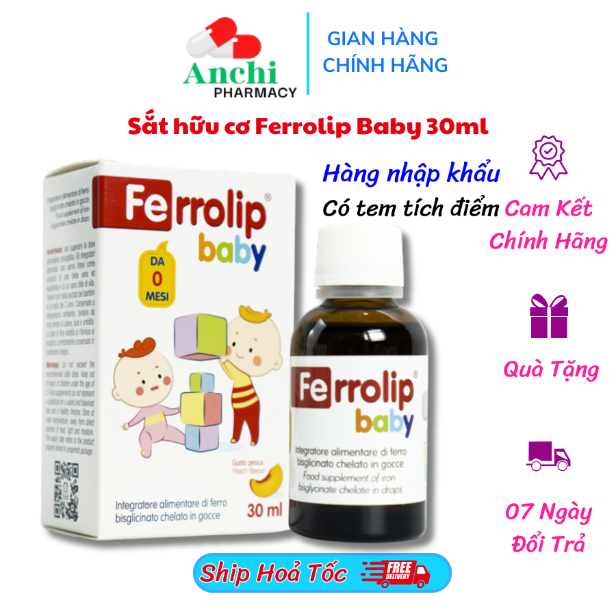 Sắt Ferrolip Baby, bổ sung sắt hữu cơ cho bé- 30ml
