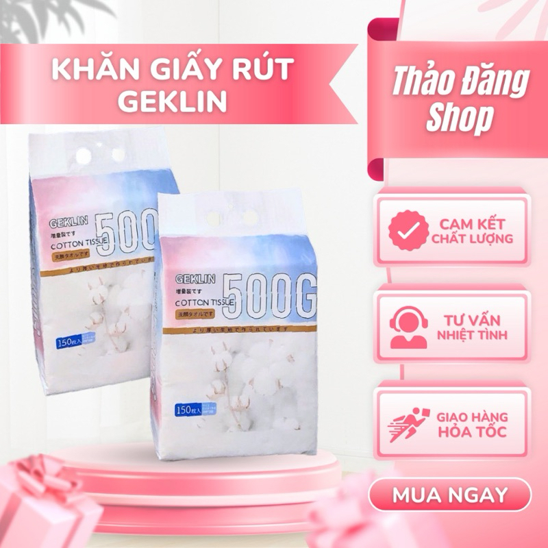 Khăn lau đa năng Geklin dạng rút sử dụng tiện lợi, túi 150 tờ