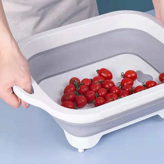 Thớt Nhựa Kèm Chậu 💥Chậu gấp gọn kèm thớt với rổ đựng đa năng tiện dụng