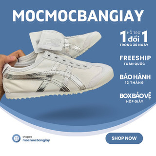 Giày Sneakers Nam Nữ, Giày Onitsuka Tiger Mexico 66 SlipOn "White Pure Silver" [Tặng Kèm Box Bảo Vệ]