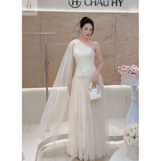 Đầm lệch vai dáng dài sang chảnh cao cấp đi tiệc lumg linh loại 1