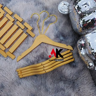 COMBO 100 móc giả gỗ VÀNG Trẻ em đầu móc 15cm vàng, móc treo quần áo trẻ em, móc quần áo trẻ em nhựa vàng Anki Decor