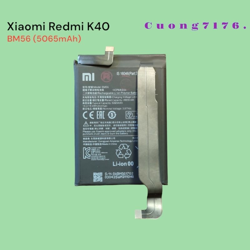 Pin Xiaomi Redmi K40 (BM56) 5065mAh Mới Chính Hãng