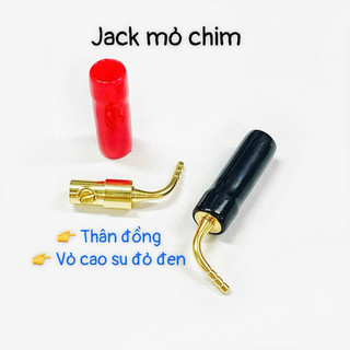 (VIDEO) Jack loa mỏ chim đồng vỏ cao su đỏ đen Phụ kiện âm thanh loa, ampli