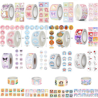 Cuộn 300/500 miếng dán hoạt hình ngộ nghĩnh, tem dán sticker gói hàng, phụ kiện quà tặng - Sally shop