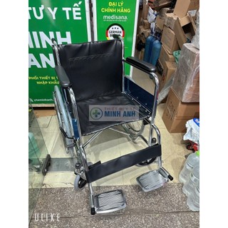 Xe Lăn Khung Inox Tiêu Chuẩn Dành Cho Người Già,Người Tàn Tật, Có Phanh Tay Phía Trước