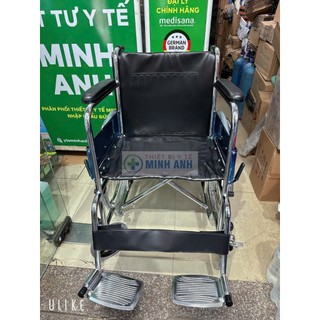 Xe Lăn Khung Inox Tiêu Chuẩn Dành Cho Người Già,Người Tàn Tật, Có Phanh Tay Phía Trước
