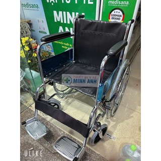 Xe Lăn Khung Inox Tiêu Chuẩn Dành Cho Người Già,Người Tàn Tật, Có Phanh Tay Phía Trước